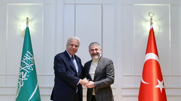 Nureddin Nebati, Suudi Arabistan Ticaret Bakanı Al Kasabi - Sputnik Türkiye