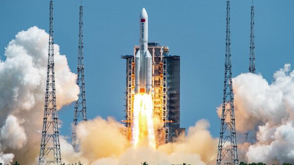The rocket carrying China’s second module for its Tiangong space station lifts off from Wenchang spaceport in southern China on July 24, 2022. - Sputnik Türkiye