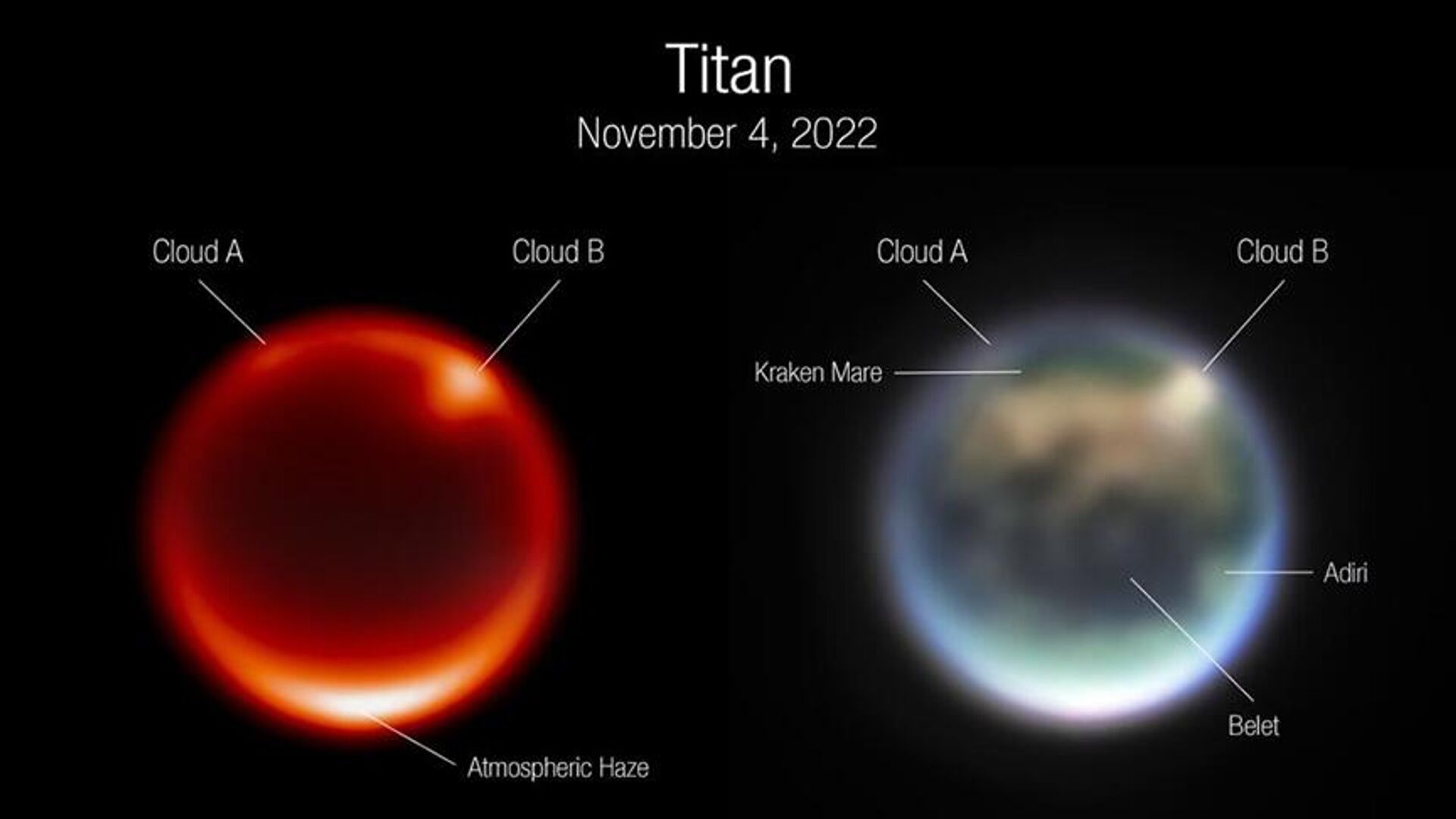 Satürn'ün en büyük uydusu Titan'da bulutlar tespit edildi - Sputnik Türkiye, 1920, 02.12.2022
