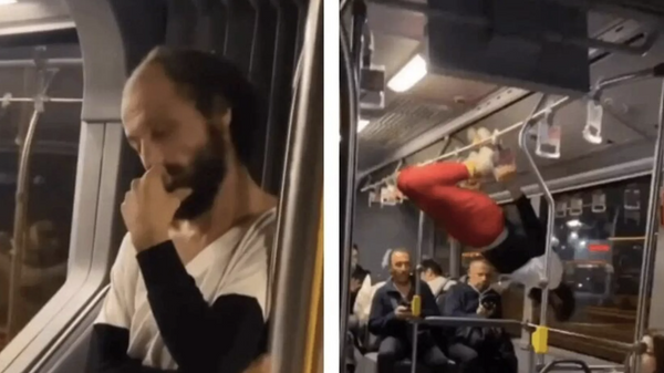 Metrobüste direklere tutunup akrobatik hareketler yaptı - Sputnik Türkiye