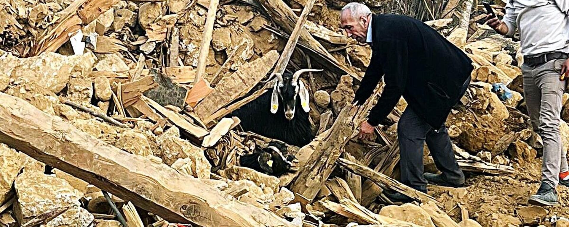 Kahramanmaraş'ın Nurhak ilçesinde deprem sonrası arama kurtarma ve enkaz kaldırma çalışmalarını sürdüren Muş Valiliği koordinesindeki ekipler, 637 saat sonra 2 keçiyi canlı olarak enkazdan çıkardı. - Sputnik Türkiye, 1920, 04.03.2023