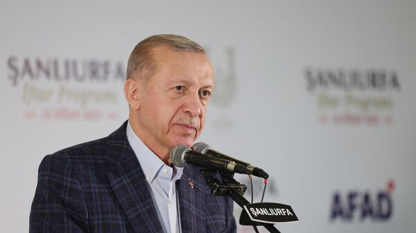 Cumhurbaşkanı Erdoğan, Türkiye'nin milli güvenliği hudutlarımızın dışında başlamaktadır. Bölgemiz sükunete kavuşmadan başımızı yastığa huzurla koyamayız dedi.  - Sputnik Türkiye