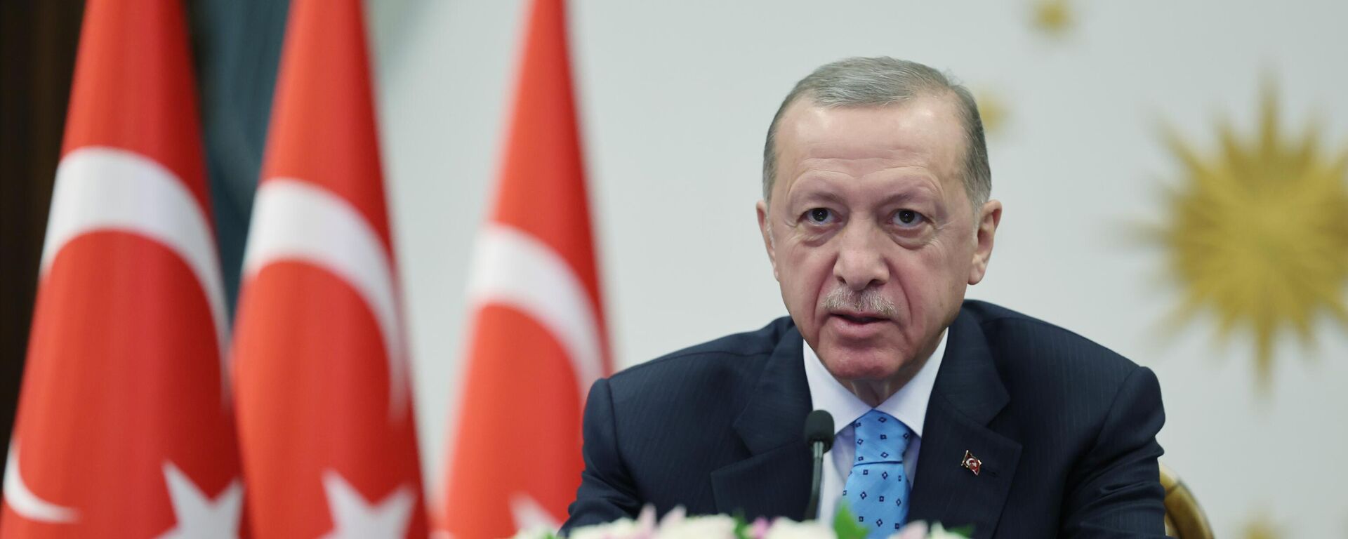 Cumhurbaşkanı Recep Tayyip Erdoğan, Cumhurbaşkanlığı Külliyesi'nden Akkuyu Nükleer Güç Santrali İlk Nükleer Yakıt Getirme Töreni'ne canlı bağlantı ile katıldı.  - Sputnik Türkiye, 1920, 27.04.2023
