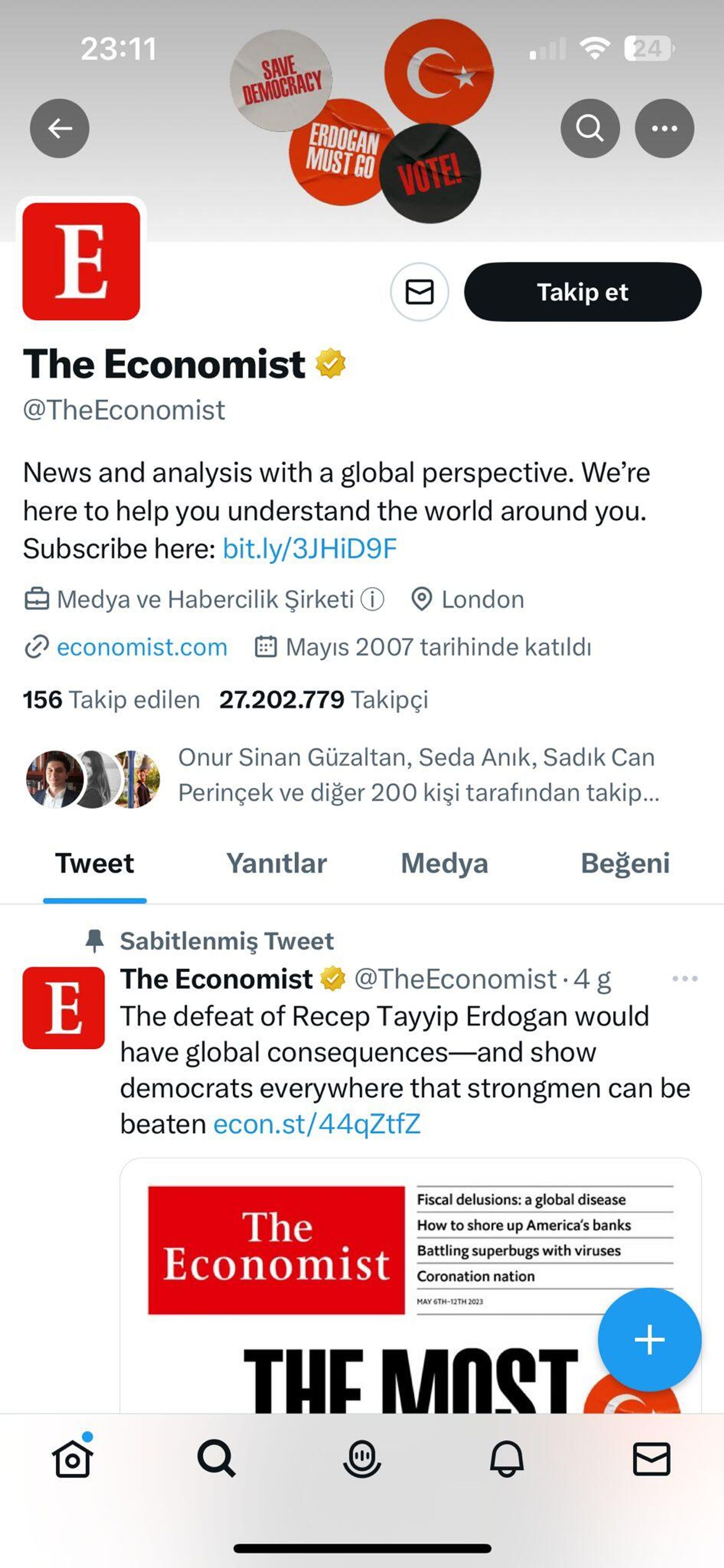 İngiliz dergi The Economist, Türkiye Cumhurbaşkanı’nı hedef aldı - Sputnik Türkiye, 1920, 08.05.2023