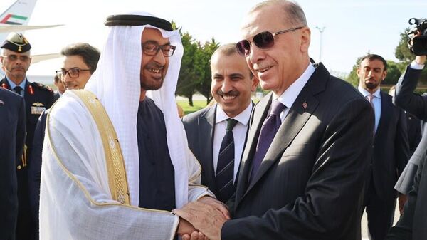 Cumhurbaşkanı Recep Tayyip Erdoğan, Birleşik Arap Emirlikleri (BAE) Devlet Başkanı Şeyh Muhammed bin Zayed Al Nahyan ile görüştü. - Sputnik Türkiye