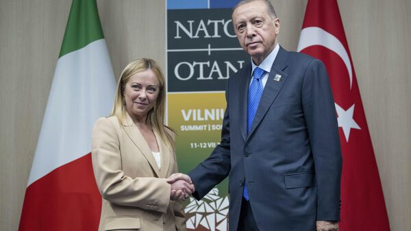 Cumhurbaşkanı Recep Tayyip Erdoğan ve İtalya Başbakanı Giorgia Meloni  - Sputnik Türkiye