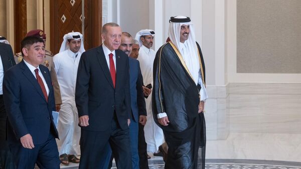 Katar Emiri Şeyh Tamim bin Hamad Al Thani, Cumhurbaşkanı Recep Tayyip Erdoğan - Sputnik Türkiye
