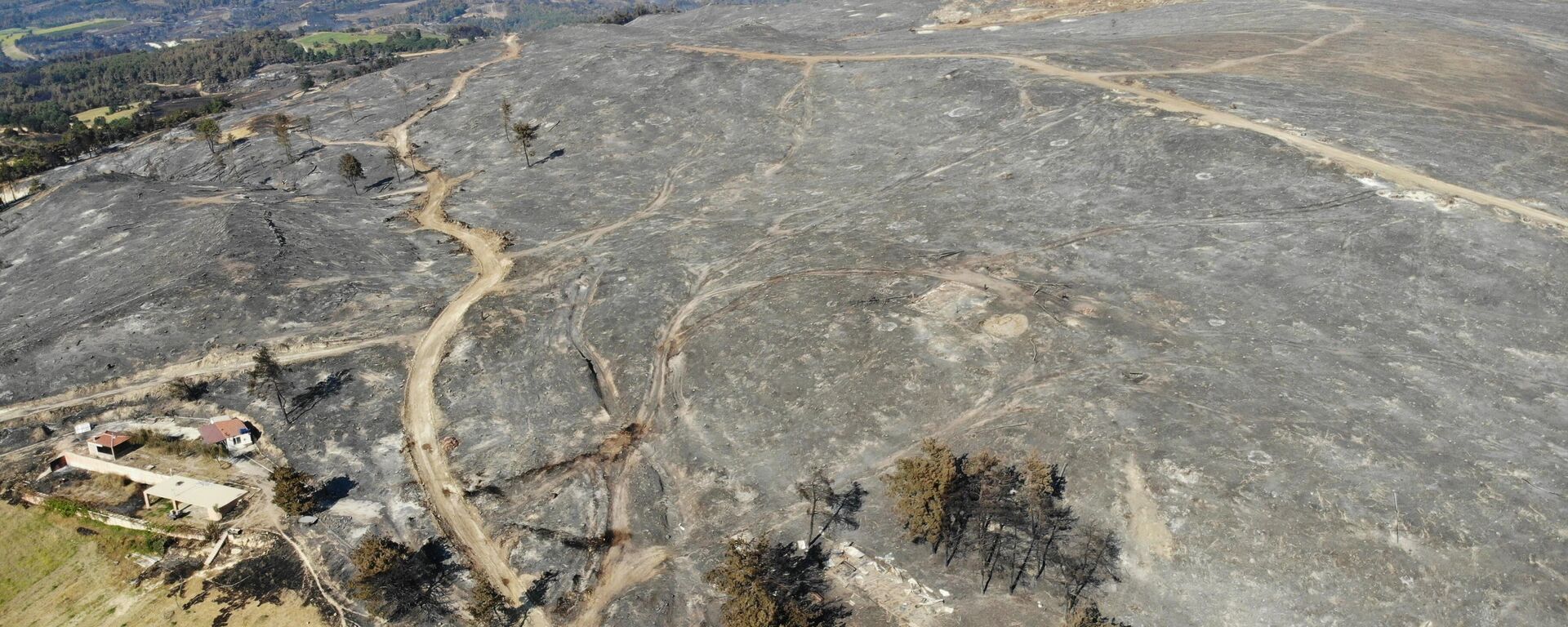 52 saat sonra kontrol altına alınan Çanakkale'deki orman yangını bölgesi havadan görüntülendi - Sputnik Türkiye, 1920, 19.07.2023