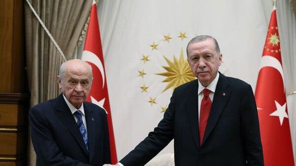 Cumhurbaşkanı Recep Tayyip Erdoğan MHP Genel Başkanı Devlet Bahçeli - Sputnik Türkiye