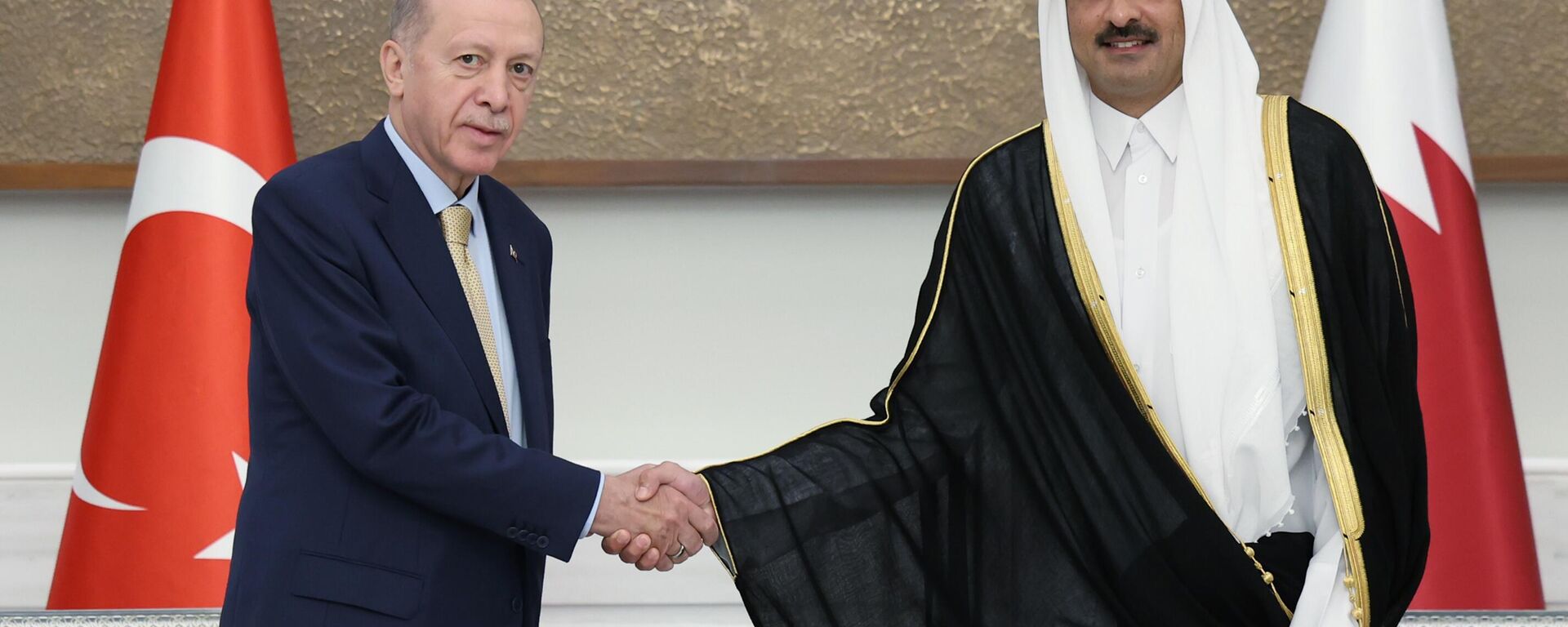 Cumhurbaşkanı Recep Tayyip Erdoğan, Katar Emiri Şeyh Temim bin Hamed Al Sani Cumhurbaşkanı Recep Tayyip Erdoğan, Katar Emiri Şeyh Temim bin Hamed Al Sani - Sputnik Türkiye, 1920, 15.09.2025