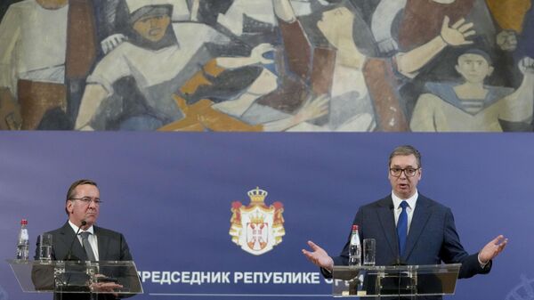 Sırbistan Cumhurbaşkanı Aleksandar Vucic Almanya Savunma Bakanı Boris Pistorius - Sputnik Türkiye