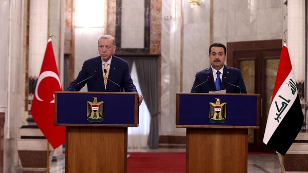 Cumhurbaşkanı Recep Tayyip Erdoğan,  Irak Başbakanı Muhammed Şiya es-Sudani  - Sputnik Türkiye