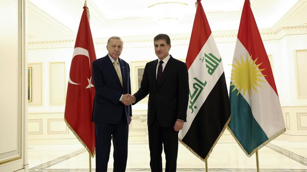 Cumhurbaşkanı Recep Tayyip Erdoğan, Irak Kürt Bölgesel Yönetimi (IKBY) Başkanı Neçirvan Barzani  - Sputnik Türkiye