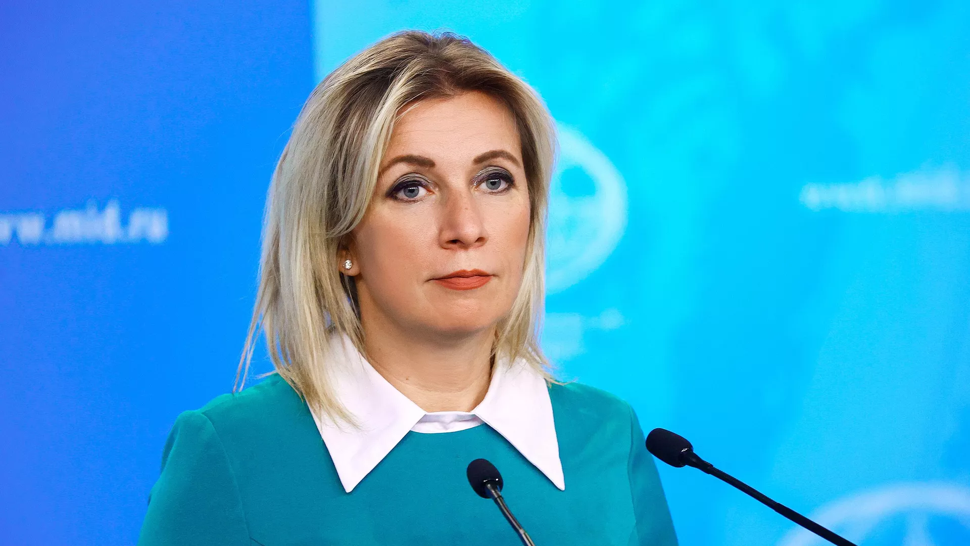 Russian Foreign Ministry’s spokeswoman Maria Zakharova attends her weekly briefing in Moscow, Russia