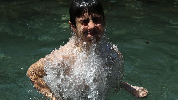 Diyarbakır'da sıcaktan bunalan çocuklar, süs havuzuna girerek serinlemeye çalıştı. Kentte etkili olan sıcak hava nedeniyle merkez Sur ilçesindeki Anzele Parkı'nda bulunan süs havuzunu dolduran çocuklar, bir yandan serinliyor, bir yandan da eğlenceli vakit geçiriyor - Sputnik Türkiye