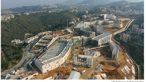 An aerial view of the new US embassy complex in Beirut under construction.  - Sputnik Türkiye