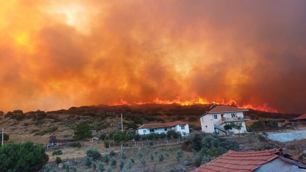 Manisa'nın Salihli ilçesinde çıkan orman yangını nedeniyle 2 mahalle tedbir amaçlı boşaltıldı. - Sputnik Türkiye