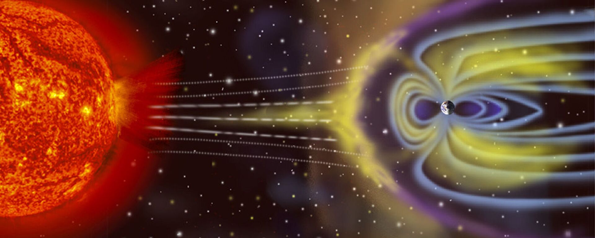 Схема возникновения геомагнитной бури на Земле - Sputnik Türkiye, 1920, 28.08.2024