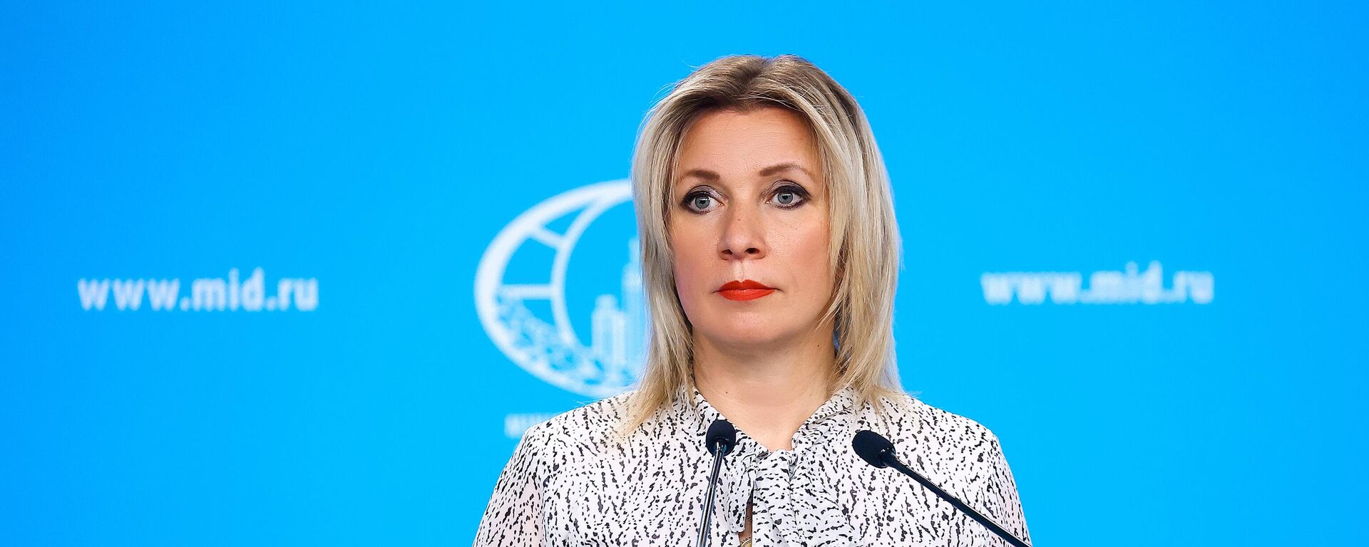 In this handout photo released by the Russian Foreign Ministry, Russian Foreign Ministry’s spokeswoman Maria Zakharova attends her weekly briefing in Moscow, Russia - Sputnik Türkiye, 1920, 28.08.2024