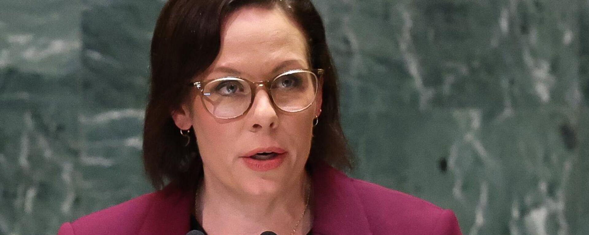 epa11627494 Maria Malmer Stenergard, Minister for Foreign Affairs of Sweden, speaks during the General Debate of the 79th session of the United Nations General Assembly at United Nations Headquarters in New York, New York, USA, 26 September 2024. The annual high-level General Debate gathers world leaders from 24 to 28 September, and 30 September under the theme, 'Leaving no one behind: acting together for the advancement of peace, sustainable development and human dignity for present and future generations'.  EPA-EFE/STEPHANI SPINDEL - Sputnik Türkiye, 1920, 03.10.2024