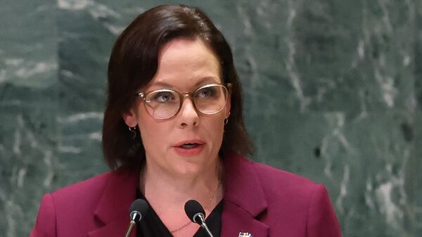 epa11627494 Maria Malmer Stenergard, Minister for Foreign Affairs of Sweden, speaks during the General Debate of the 79th session of the United Nations General Assembly at United Nations Headquarters in New York, New York, USA, 26 September 2024. The annual high-level General Debate gathers world leaders from 24 to 28 September, and 30 September under the theme, 'Leaving no one behind: acting together for the advancement of peace, sustainable development and human dignity for present and future generations'.  EPA-EFE/STEPHANI SPINDEL - Sputnik Türkiye