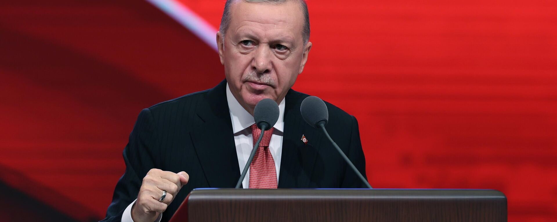 Cumhurbaşkanı Recep Tayyip Erdoğan, Cumhurbaşkanlığı Külliyesi'ndeki sergi salonunda düzenlenen 29 Ekim Özel Programı'na katılarak konuşma yaptı.  - Sputnik Türkiye, 1920, 23.11.2024