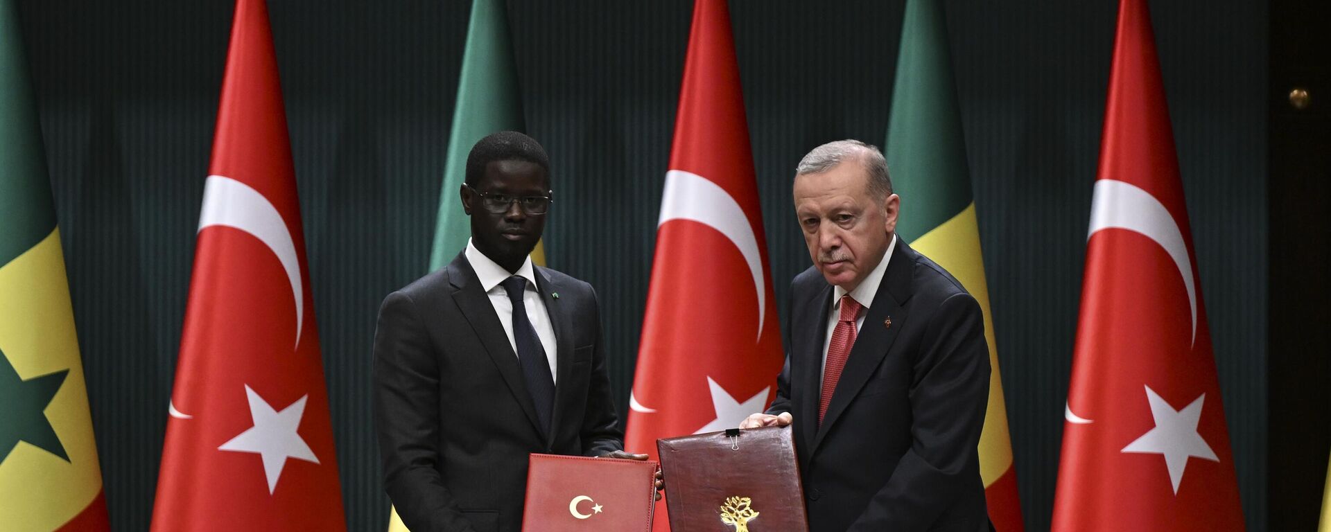 Cumhurbaşkanı Recep Tayyip Erdoğan ve Senegal Cumhurbaşkanı Beşir Cuma Fay huzurunda, iki ülke arasında 5 anlaşma imzalandı - Sputnik Türkiye, 1920, 31.10.2024