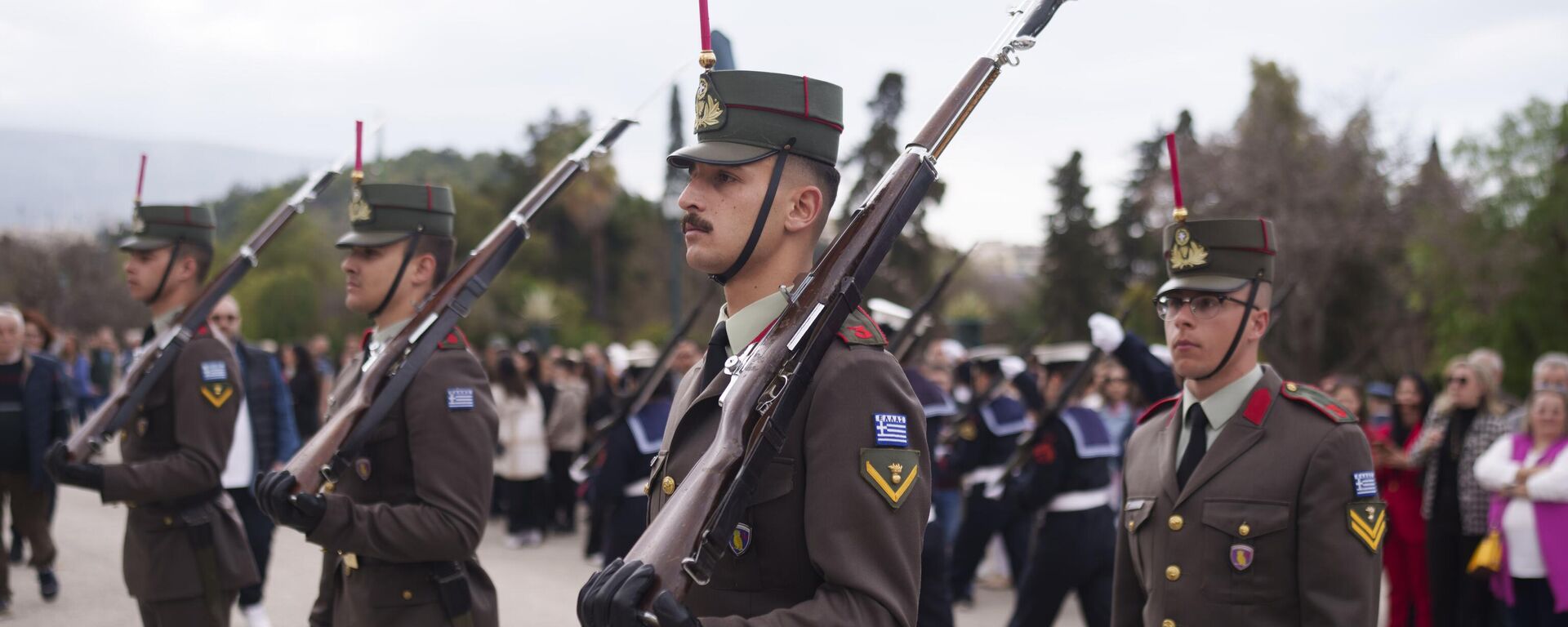 Soldiers prepare for a military parade commemorating Greek Independence Day in Athens, on Monday, March 25, 2024. The national holiday on March 25 marks the start of Greece's 1821 war of independence against the 400-year Ottoman rule. (AP Photo/Petros Giannakouris) - Sputnik Türkiye, 1920, 17.01.2025