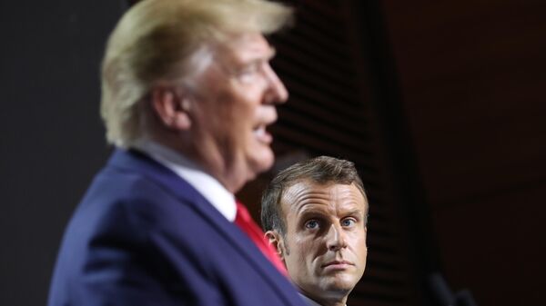 President Donald Trump and French President Emmanuel Macron participate in a joint press conference at the G-7 summit in Biarritz, France, Monday, Aug. 26, 2019.  - Sputnik Türkiye