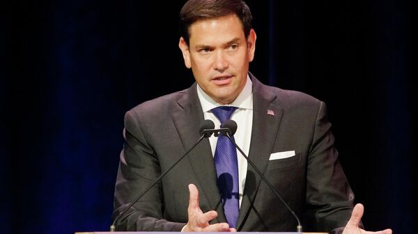 Sen. Marco Rubio, R-Fla., speaks at the Forum Club of the Palm Beaches, Wednesday, Aug. 25, 2021, in West Palm Beach, Fla. Rubio spoke about the situation in Afghanistan, the COVID-19 pandemic and China-US trade. - Sputnik Türkiye