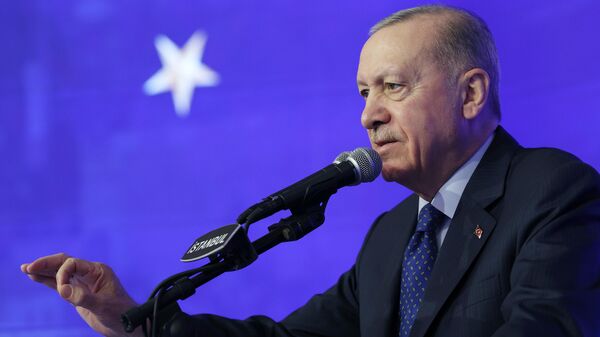 Cumhurbaşkanı Recep Tayyip Erdoğan, Bakırköy'deki bir otelde düzenlenen AK Parti İstanbul Teşkilatı iftar programına katılarak konuşma yaptı - Sputnik Türkiye