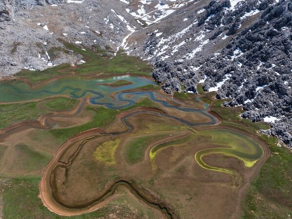 Eriyen kar sularıyla beslenen dereler ve kaynaklar, zengin bitki örtüsü kısa sürede canlandı. - Sputnik Türkiye