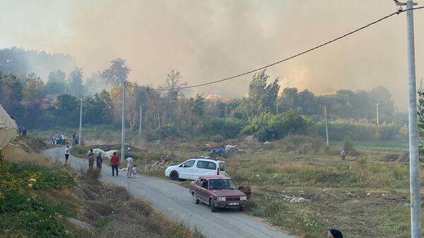 Antalya'nın Aksu ilçesinde 2 ayrı bölgede çıkan orman yangınına müdahale ediliyor - Sputnik Türkiye