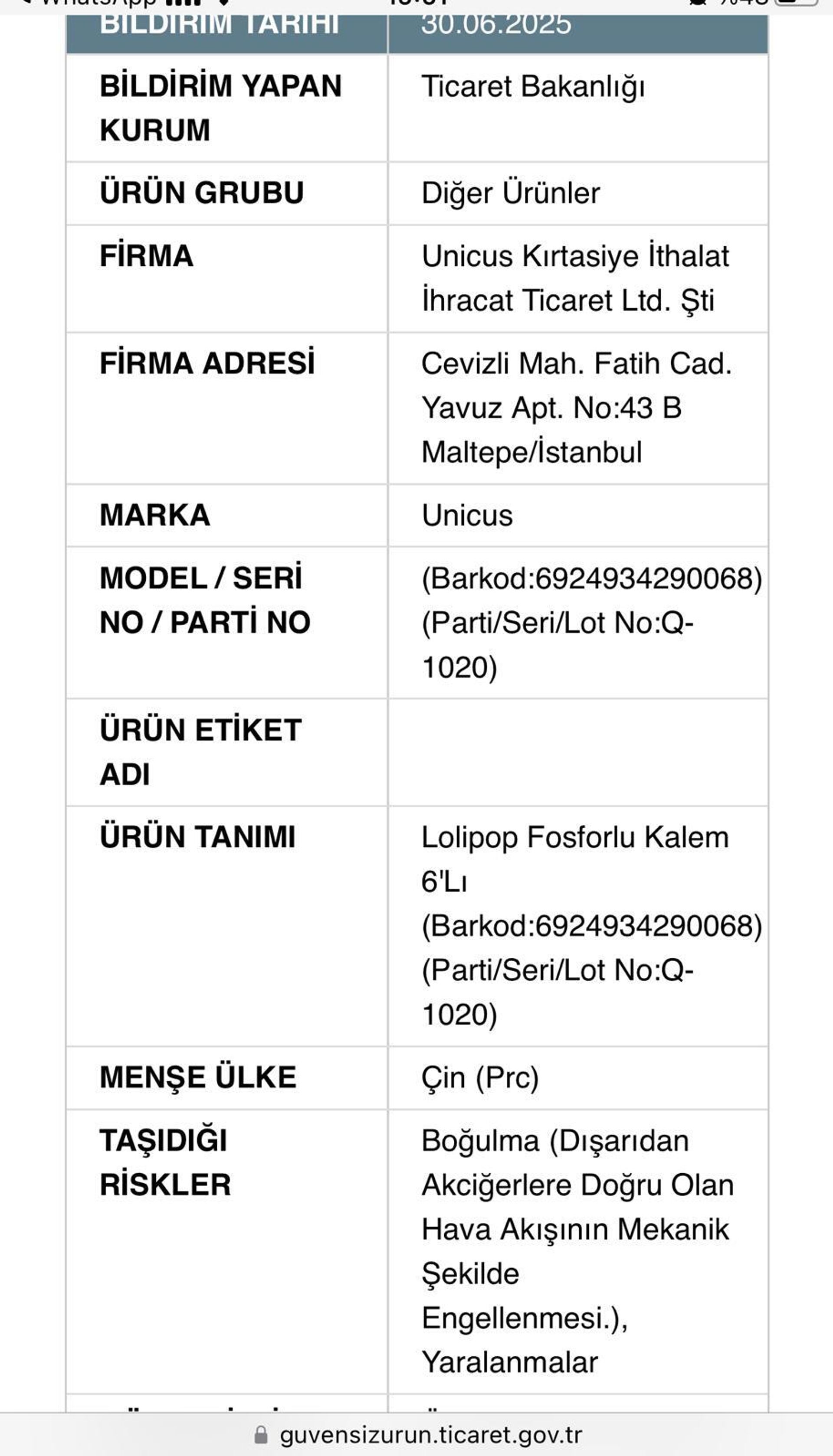 Ticaret Bakanlığı güvensiz ürün listesi - Sputnik Türkiye, 1920, 01.07.2025