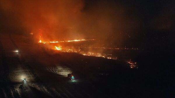 Tekirdağ'ın Şarköy ilçesinde çıkan ve Çanakkale'nin Gelibolu ilçesine sıçrayan orman yangınına müdahale ediliyor - Sputnik Türkiye