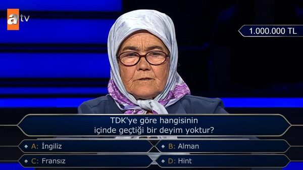 Günay Teyze, Kim Milyoner Olmak İster yarışmasında bir milyonluk soruyu açtırdı - Sputnik Türkiye