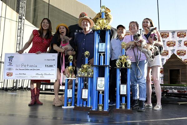 Petunia, aldığı ‘Dünyanın En Çirkin Köpeği’ unvanıyla birlikte 5 bin dolar ödülün sahibi oldu. - Sputnik Türkiye