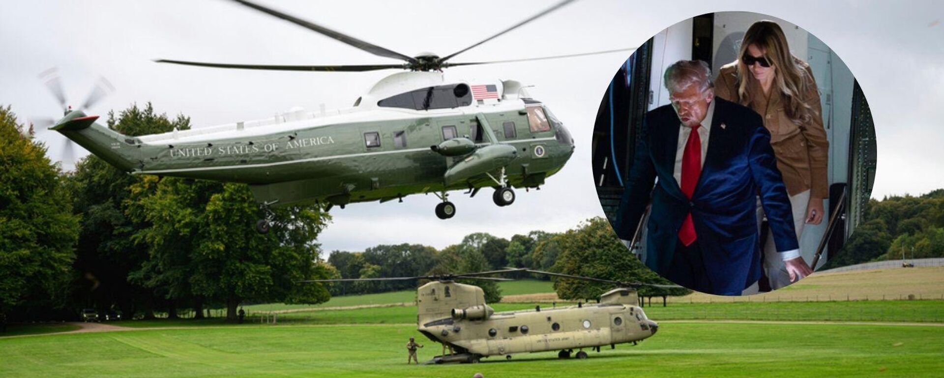 Marine One, Trump ve Melania Trump - Sputnik Türkiye, 1920, 19.09.2025