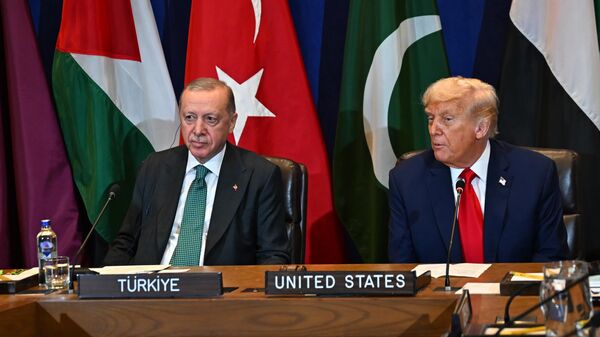 Cumhurbaşkanı Erdoğan, ABD Başkanı Trump ile Gazze Konulu Bölgesel Toplantı'ya katıldı - Sputnik Türkiye
