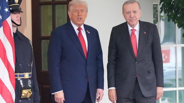 Cumhurbaşkanı Recep Tayyip Erdoğan, ABD Başkanı Donald Trump ile Beyaz Saray'da bir araya geldi.  - Sputnik Türkiye