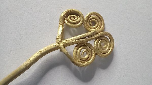 Troya'da tarihi keşif: 4 bin 500 yıllık altın broş ve ender yeşim taşı bulundu - Sputnik Türkiye