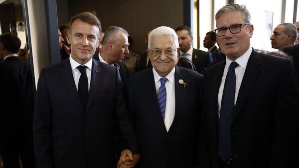 Macron, Abbas ve Starmer - Sputnik Türkiye