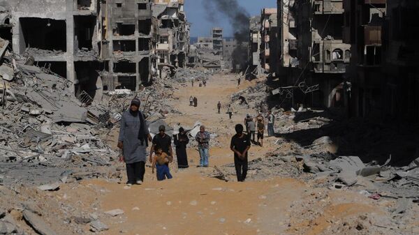 Gazze'ye dönen Filistinliler evlerinin yerine enkaz buluyor - Sputnik Türkiye