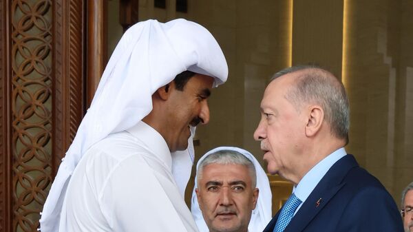 Cumhurbaşkanı Erdoğan, Katar Emiri El Sani ile bir araya geldi - Sputnik Türkiye