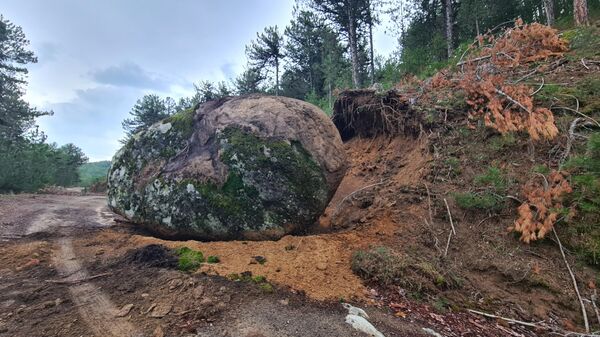 Sındırgı'daki depremin ardından Kütahya'da yamaçtan kopan tonlarca ağırlıktaki kaya yolu kapattı - Sputnik Türkiye