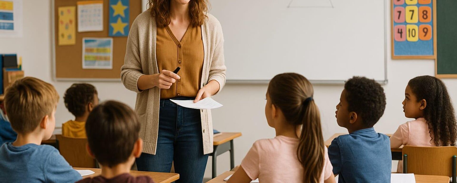 Sınıfta öğretmen ve öğrenciler - Sputnik Türkiye, 1920, 07.11.2025