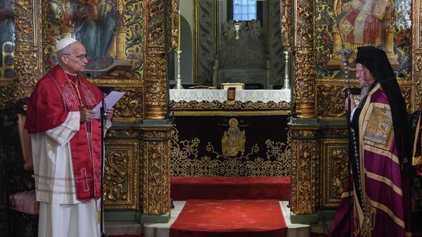 Papa 14. Leo Fener Rum Patrikhanesi'ni ziyaret etti - Sputnik Türkiye