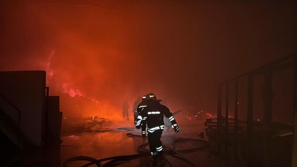 Gaziantep'te Organize Sanayi Bölgesi'nde bir ambalaj fabrikasında çıkan yangına müdahale ediliyor - Sputnik Türkiye