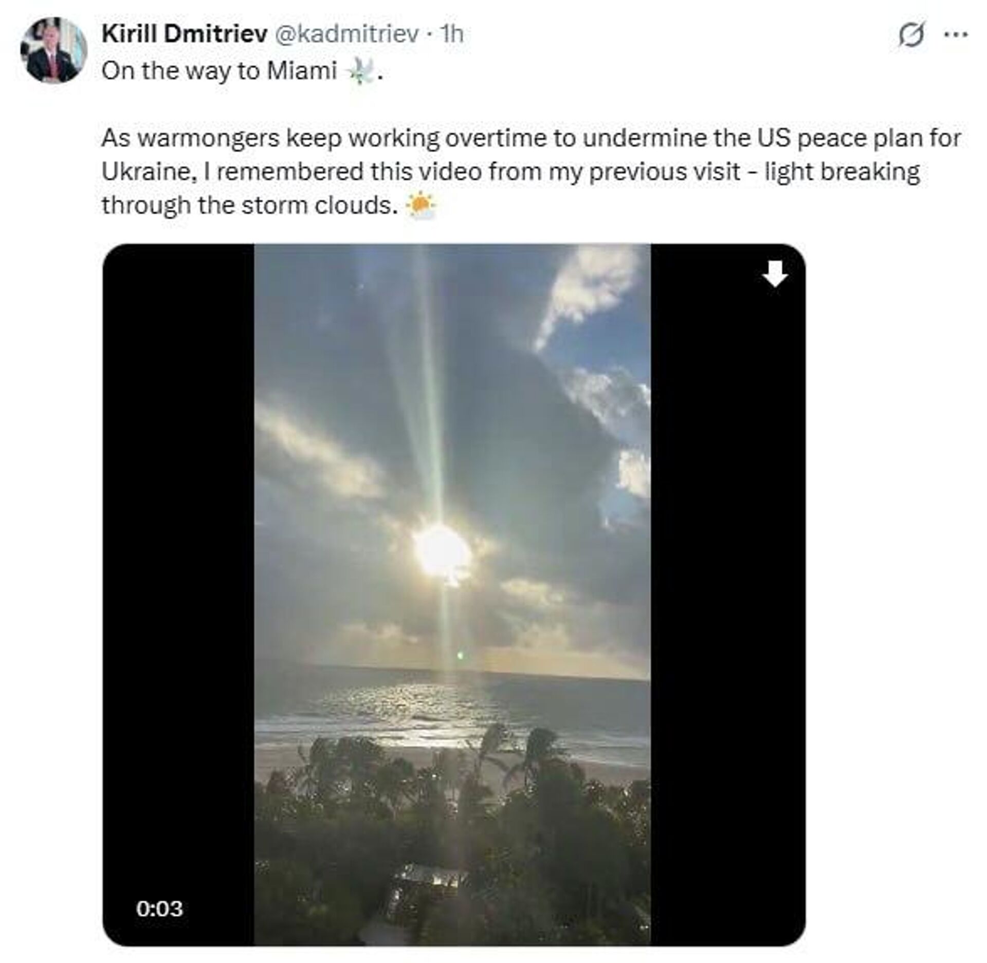 RDIF Başkanı Kirill Dmitriyev'in Miami paylaşımı  - Sputnik Türkiye, 1920, 20.12.2025