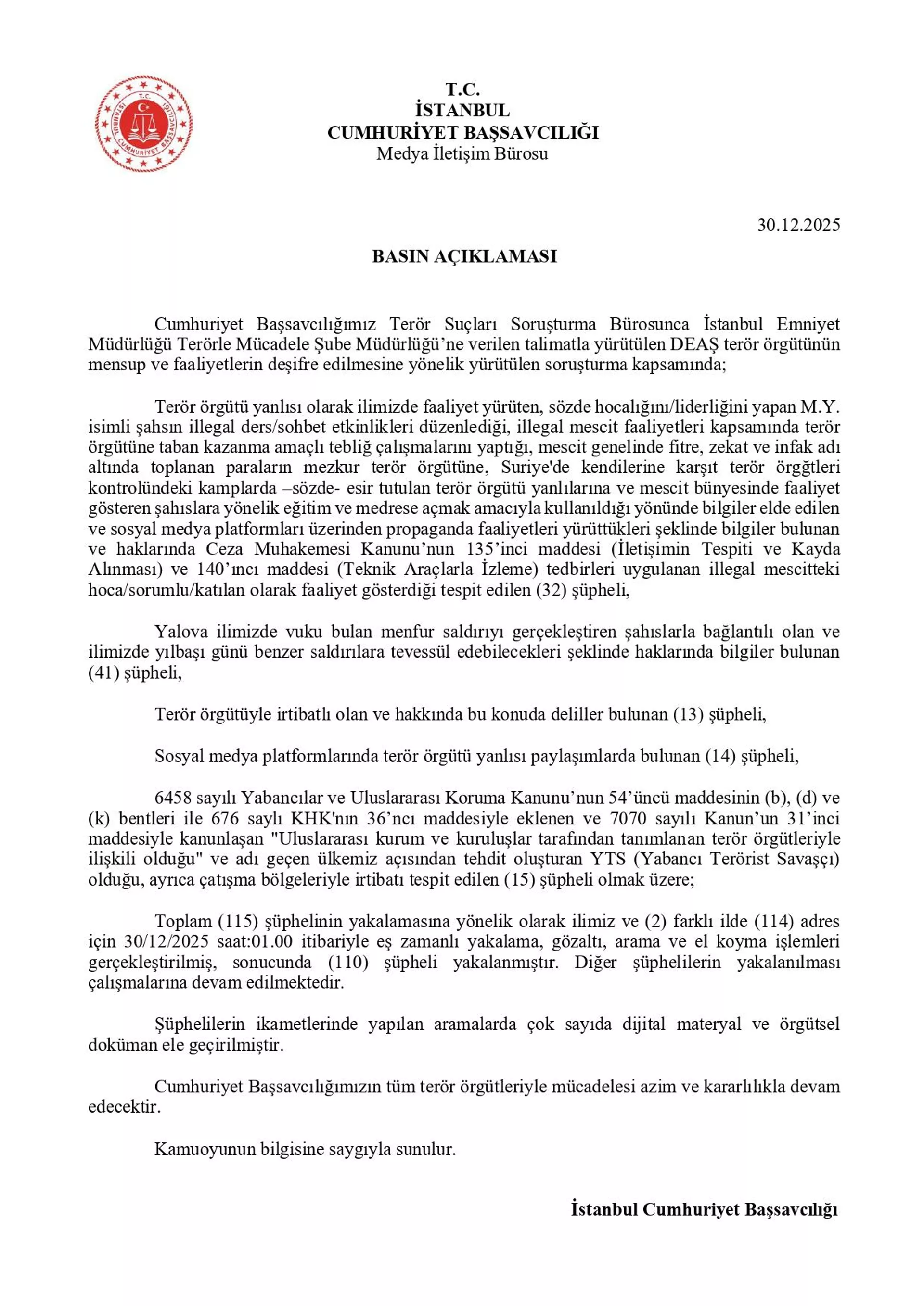 İstanbul Başsavcılığı açıklaması - Sputnik Türkiye, 1920, 30.12.2025